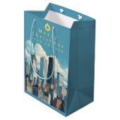 Sac Cadeau Moyen Chicago Christmas Blue (Dos Angle)