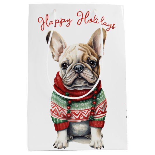 Sac Cadeau Moyen Chien à Chien à Chien à Chien de Noël (Devant)