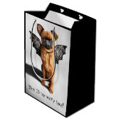 Sac Cadeau Moyen Chien aux ailes de chauve-souris (Dos Angle)