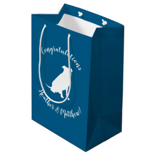 Sac Cadeau Moyen Chien Baby shower Pit Pitbull Blue Boy