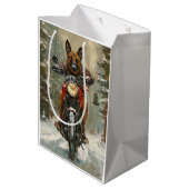 Sac Cadeau Moyen Chien belge Malinoi équitation moto Noël (Dos Angle)
