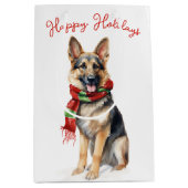 Sac Cadeau Moyen Chien berger allemand de Noël (Devant)