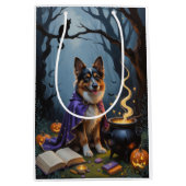 Sac Cadeau Moyen Chien berger belge Peinture Whimsical Halloween (Devant)