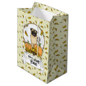 Sac Cadeau Moyen Chien Carlin d'automne (fawn) Citrouille mignon Fe (Devant Angle)