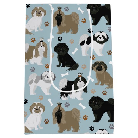 Sac Cadeau Moyen Chien Chien Chien Chien Chien Chien Paws et Os (Dos)