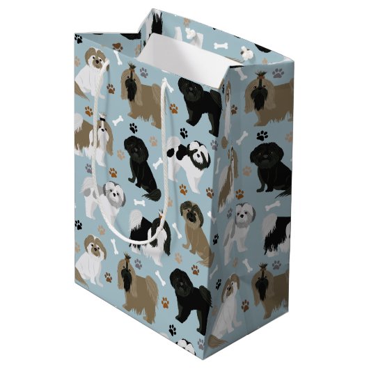 Sac Cadeau Moyen Chien Chien Chien Chien Chien Chien Paws et Os (Dos Angle)