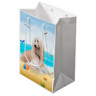Sac Cadeau Moyen Chien de chien afghan sur la plage