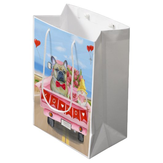 Sac Cadeau Moyen Chien de la Saint-Valentin (Devant Angle)
