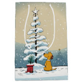 Sac Cadeau Moyen Chien De Noël Avec Arbre De Vacances Dans Les Flèc (Devant)