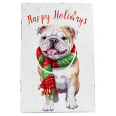 Sac Cadeau Moyen Chien De Noël Dans Les Snowflakes (Devant)