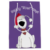 Sac Cadeau Moyen Chien de Noël sur violet (Devant)