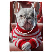 Sac Cadeau Moyen Chien de taule français de Noël (Devant)