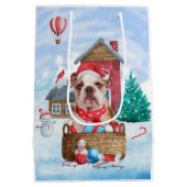 Sac Cadeau Moyen Chien de taureau anglais dans la neige Maison de C (Dos)