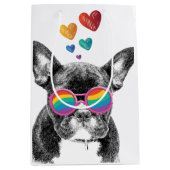 Sac Cadeau Moyen Chien de taureau avec Coeurs Saint-Valentin (Devant)