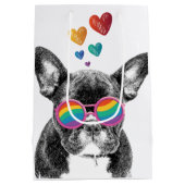 Sac Cadeau Moyen Chien de taureau avec Coeurs Saint-Valentin (Dos)