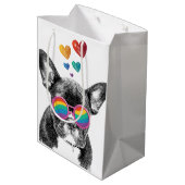 Sac Cadeau Moyen Chien de taureau avec Coeurs Saint-Valentin (Dos Angle)