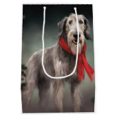 Sac Cadeau Moyen Chien de Wolfhound à Noël de neige (Dos)