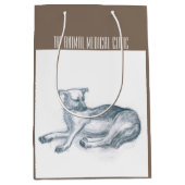 Sac Cadeau Moyen Chien. Dessin au crayon. (Devant)