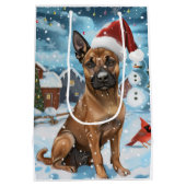 Sac Cadeau Moyen Chien d'hiver belge Malinoi Wonderland Noël (Dos)