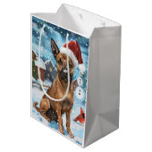 Sac Cadeau Moyen Chien d'hiver belge Malinoi Wonderland Noël (Dos Angle)