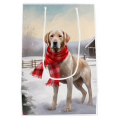 Sac Cadeau Moyen Chien du Labrador à Noël de neige (Dos)