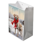 Sac Cadeau Moyen Chien du Labrador à Noël de neige (Dos Angle)