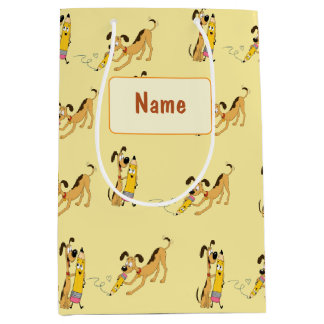 Sac Cadeau Moyen Chien joueur et motif crayon heureux