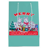 Sac Cadeau Moyen Chien Joyeux Noël Blanc Berger Fête GSD Fun (Dos)