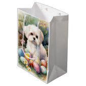 Sac Cadeau Moyen Chien maltais avec oeufs de Pâques vacances (Devant Angle)