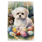 Sac Cadeau Moyen Chien maltais avec oeufs de Pâques vacances (Dos)