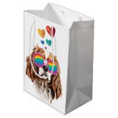 Sac Cadeau Moyen Chien roi Cavalier avec coeur Saint Valentin (Dos Angle)