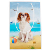 Sac Cadeau Moyen Chien roi cavalier sur la plage (Devant)