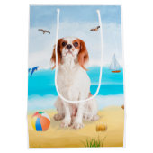Sac Cadeau Moyen Chien roi cavalier sur la plage (Dos)