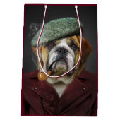 Sac Cadeau Moyen Chien taureau avec Casquette et tuyau (Dos)