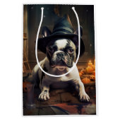 Sac Cadeau Moyen Chien-taureau Citrouille Halloween effrayant (Devant)
