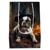 Sac Cadeau Moyen Chien-taureau Citrouille Halloween effrayant (Dos)