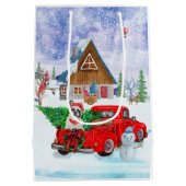 Sac Cadeau Moyen Chien-taureau français en livraison de Noël Camion (Dos)