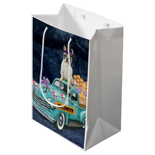 Sac Cadeau Moyen Chien-taureau français Halloween Camion Effrayant (Devant Angle)