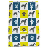 Sac Cadeau Moyen Chien Whippet & Paw Yellow & Blue Grid (Dos)