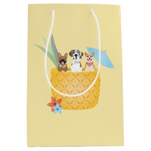 Sac Cadeau Moyen Chiens d'ananas Pina Colada (Devant)