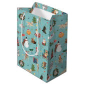 Sac Cadeau Moyen Chiens de Fêtes en Motif de pulls de Noël (Dos Angle)