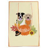 Sac Cadeau Moyen Chiens de grâce Thanksgiving Citrouilles de récolt (Dos)