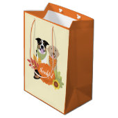 Sac Cadeau Moyen Chiens de grâce Thanksgiving Citrouilles de récolt (Dos Angle)