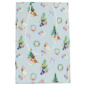 Sac Cadeau Moyen Chiens de Noël (Devant)