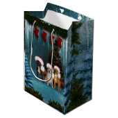 Sac Cadeau Moyen Chiens de Noël amusants (Devant Angle)