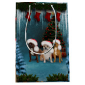 Sac Cadeau Moyen Chiens de Noël amusants (Devant)