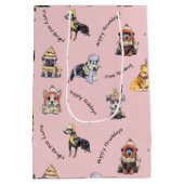 Sac Cadeau Moyen Chiens de Noël rose mignon Motif Illustré (Dos)