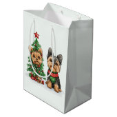Sac Cadeau Moyen Chiens de Noël Yorkie (Dos Angle)