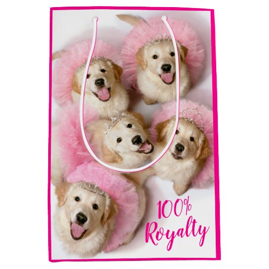 Sac Cadeau Moyen Chiens de Tiaras (Devant)