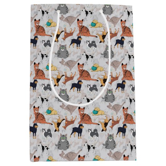 Sac Cadeau Moyen Chiens Et Chats Cutes Design Motif (Devant)
